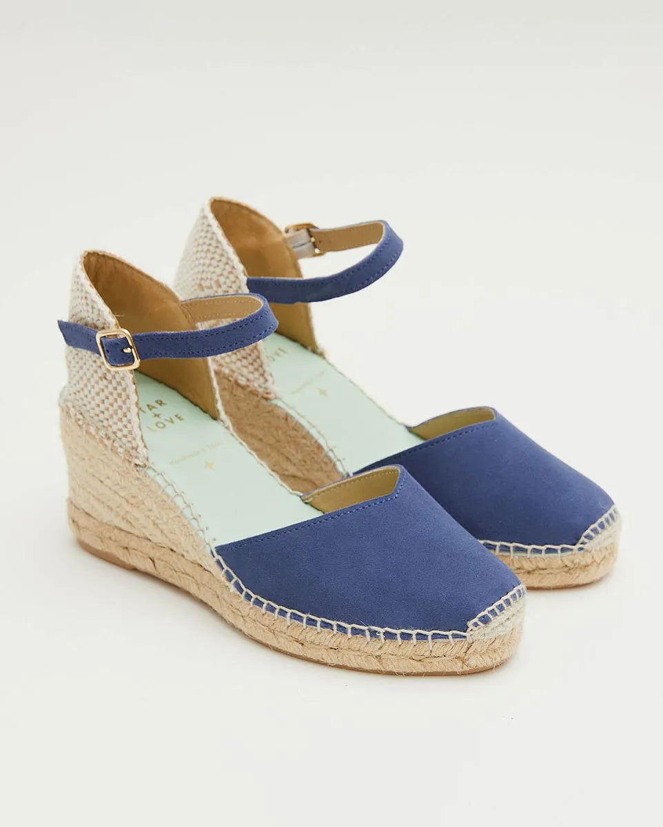 Alpargatas para mujer con hebilla color azul báltico | Atria