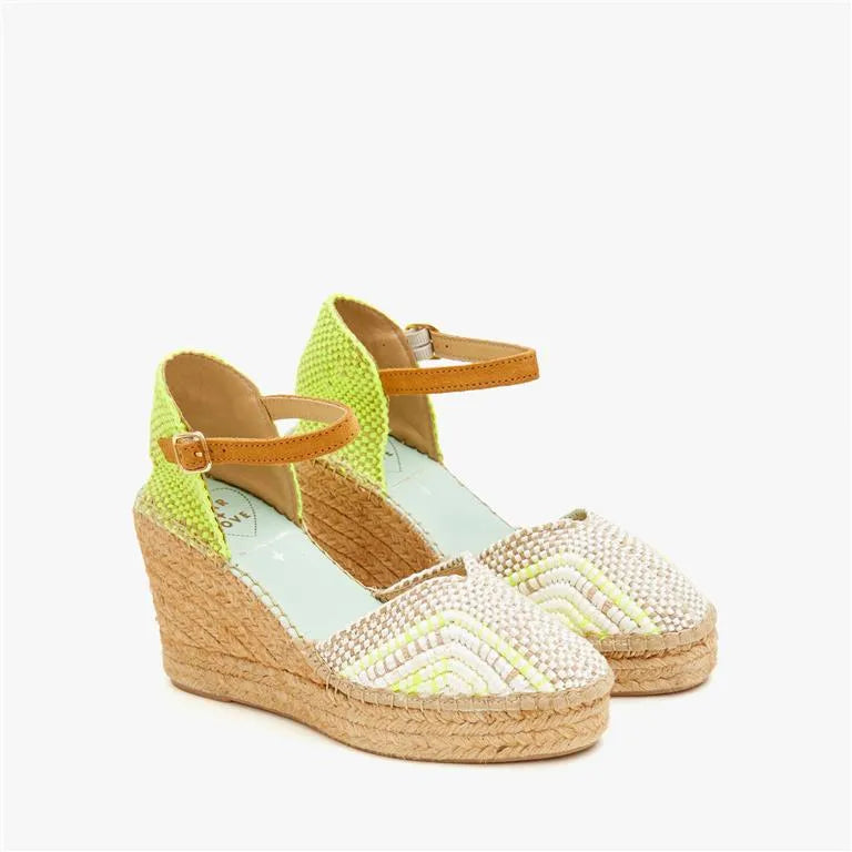 Cuñas beige y amarillo fluor con pulsera | Carinae 146