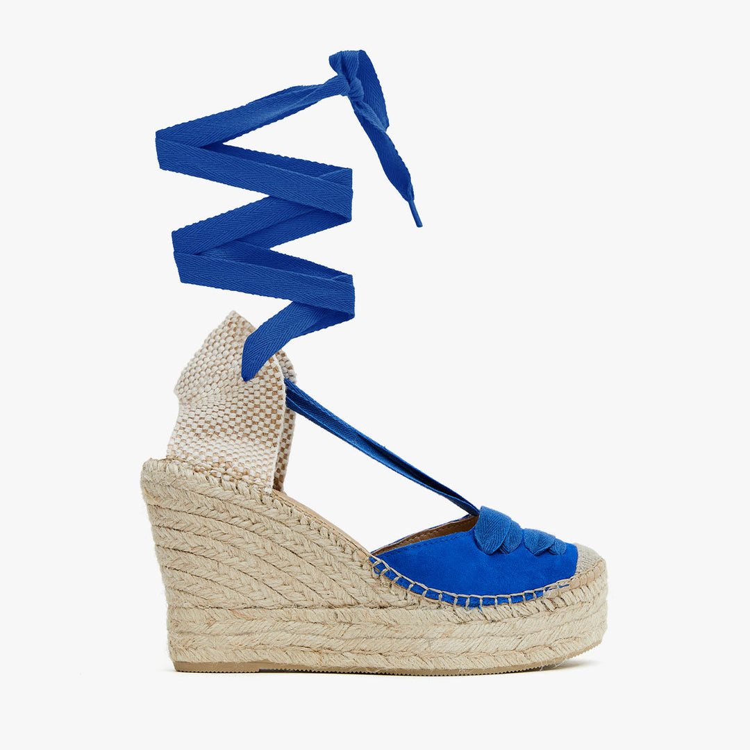 Alpargata cuña alta azul eléctrico | Meridian 119