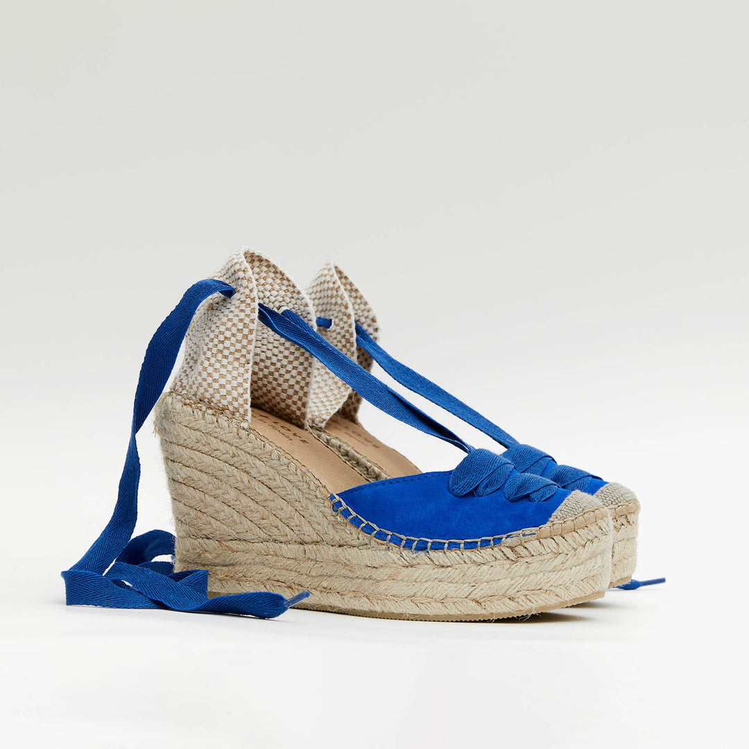 Alpargata cuña alta azul eléctrico | Meridian 119