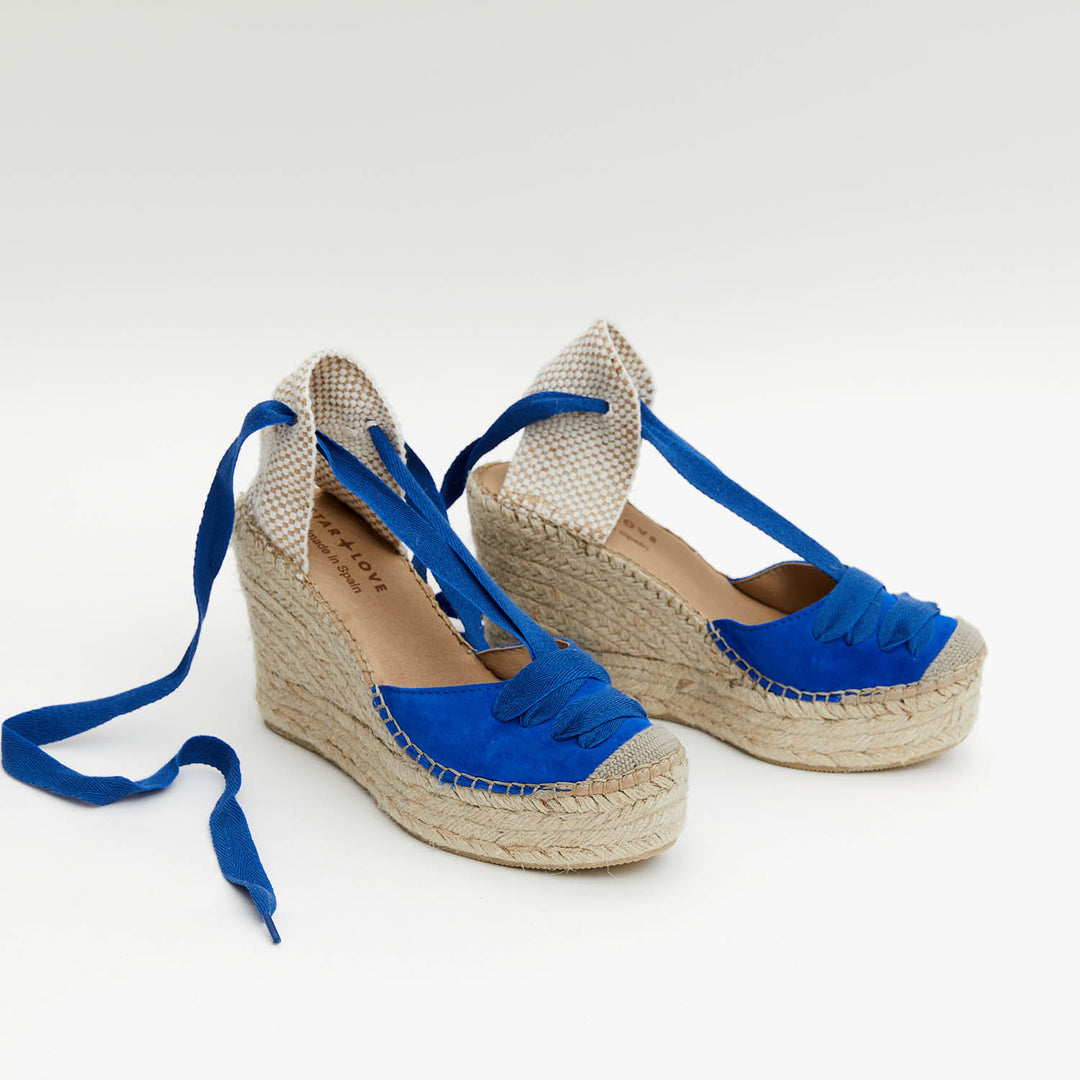 Alpargata cuña alta azul eléctrico | Meridian 119