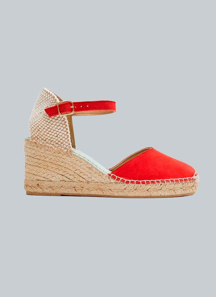 Alpargatas con hebilla cuña media color rojo | Atria