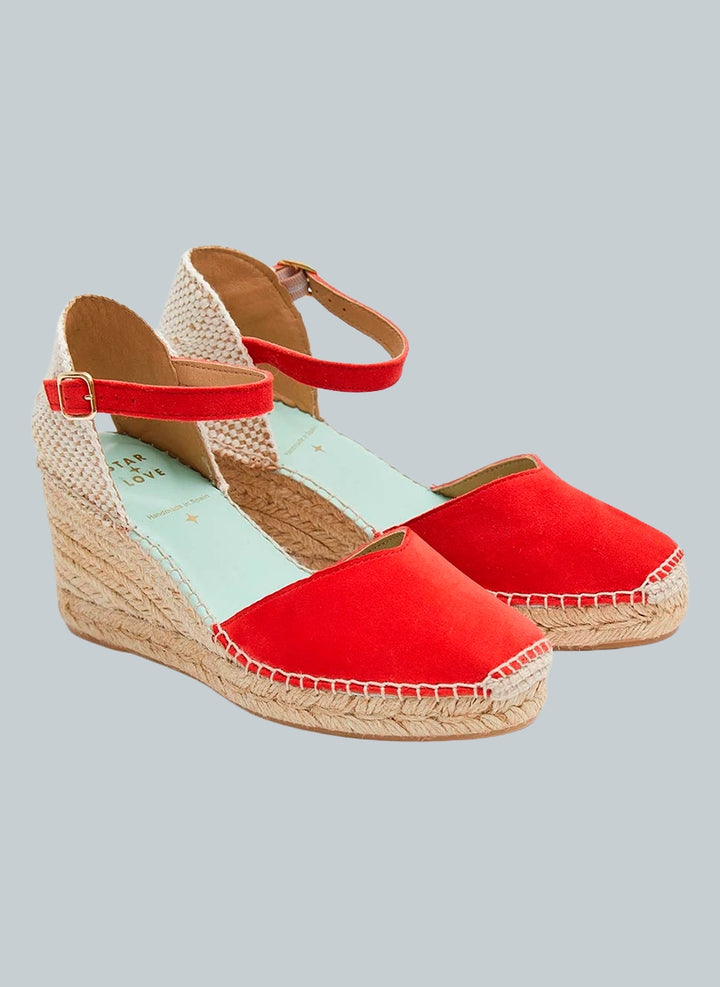 Alpargatas con hebilla cuña media color rojo | Atria