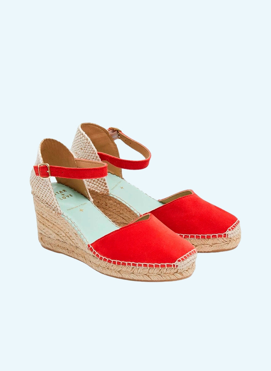 Alpargatas con hebilla cuña media color rojo | Atria