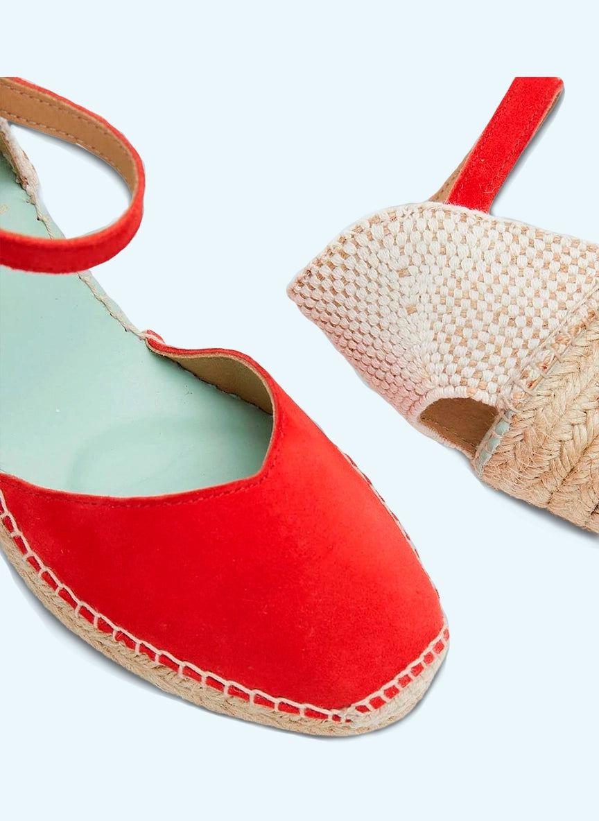 Alpargatas con hebilla cuña media color rojo | Atria