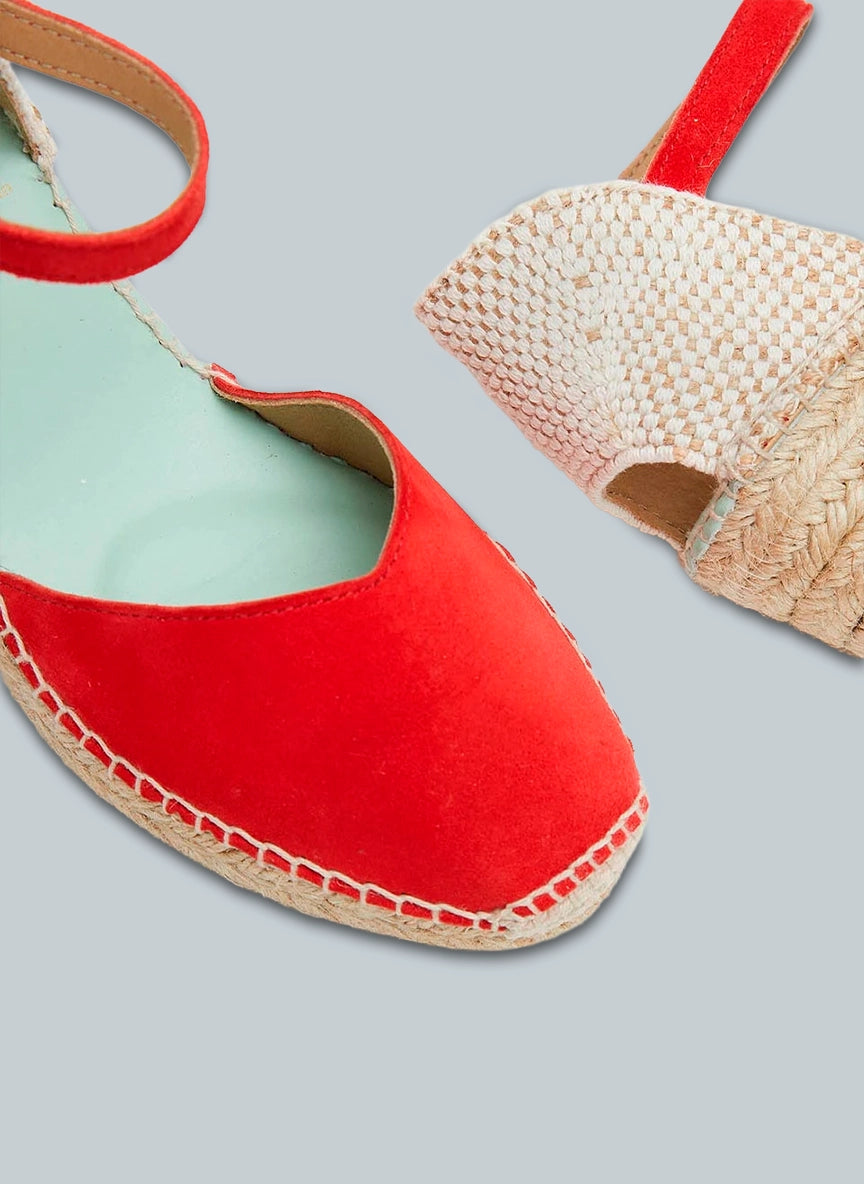 Alpargatas con hebilla cuña media color rojo | Atria