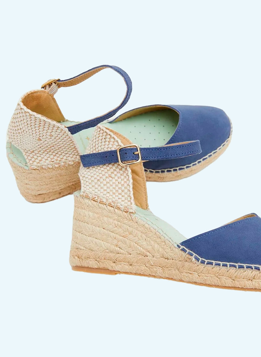 Alpargatas para mujer con hebilla color azul báltico | Atria