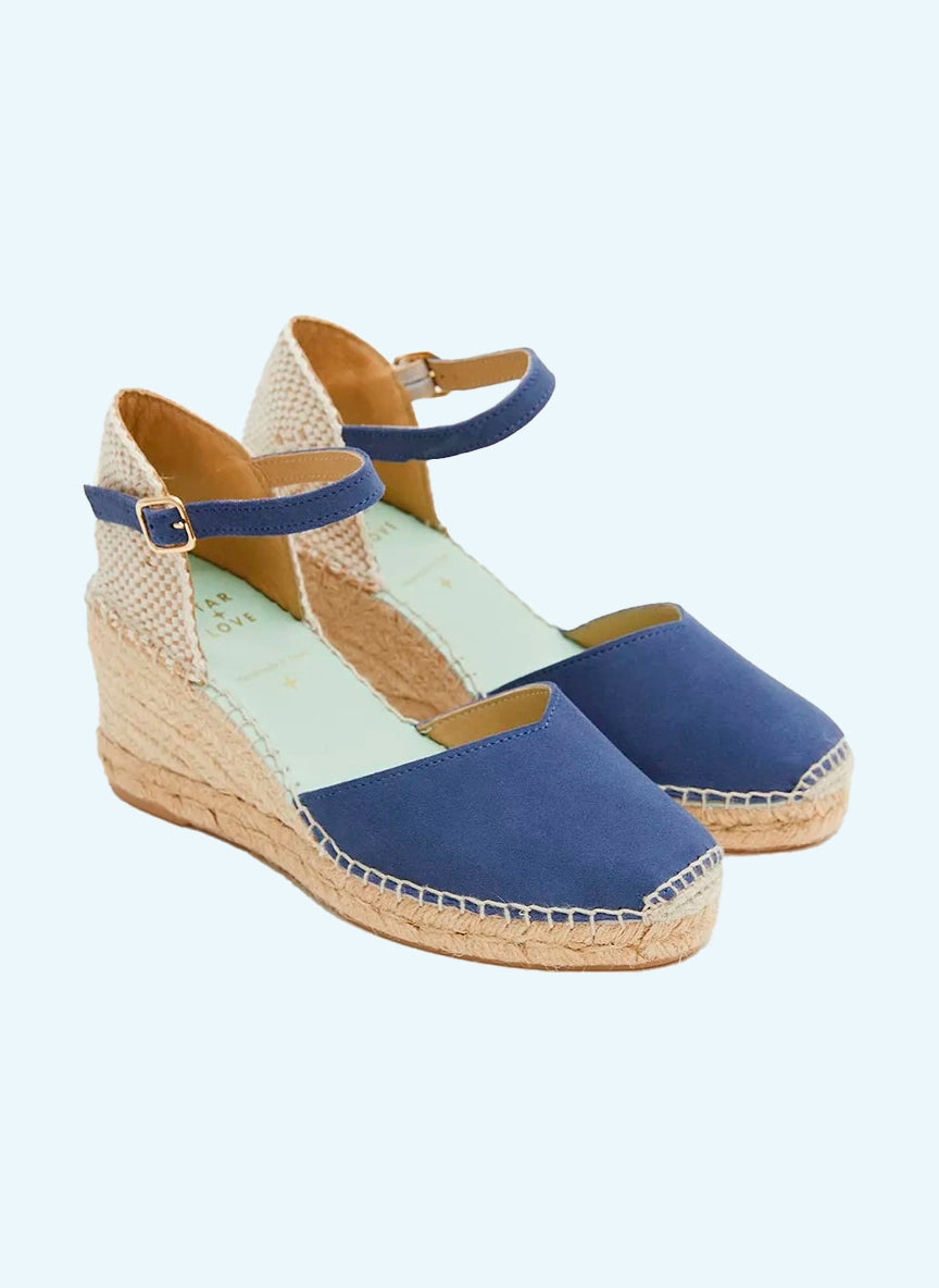 Alpargatas para mujer con hebilla color azul báltico | Atria