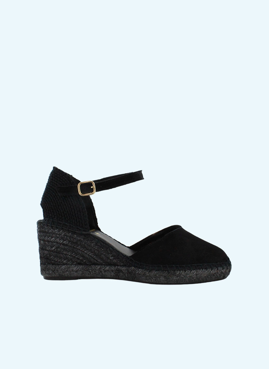 Alpargatas negras cuña media | Atriaco Total Black