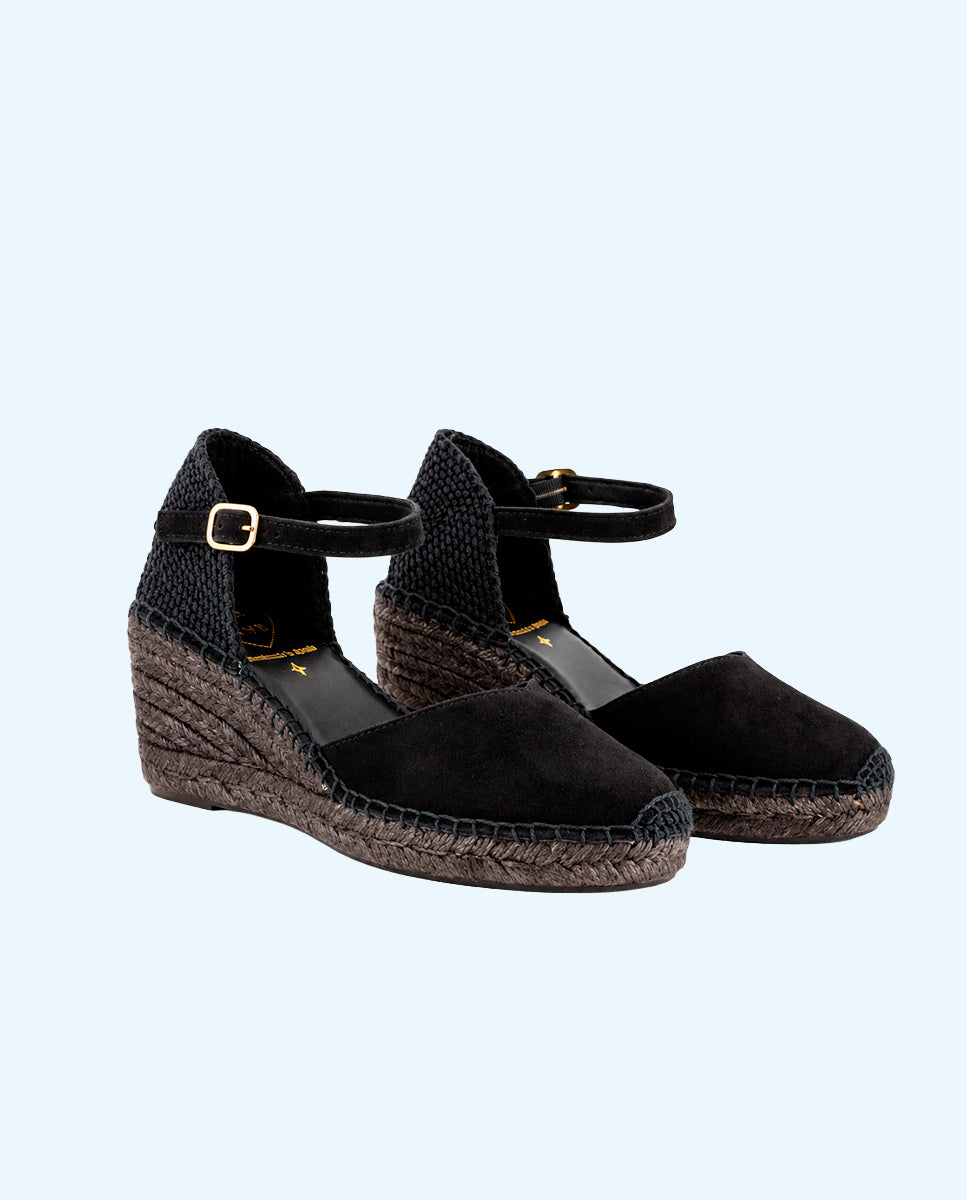 Alpargatas negras cuña media | Atriaco Total Black