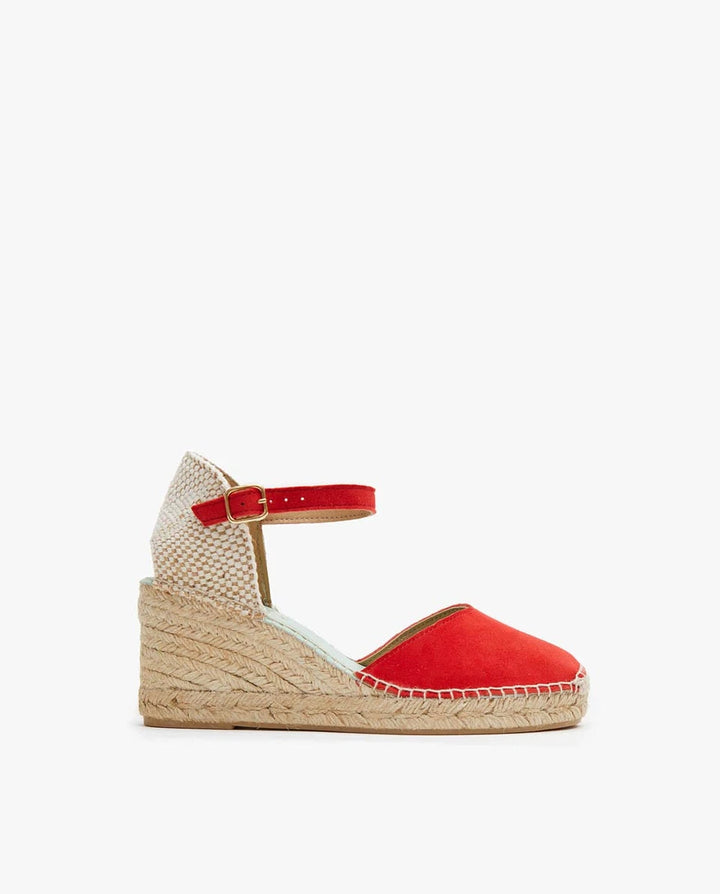 Alpargatas con hebilla cuña media color rojo | Atria