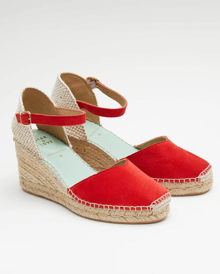 Alpargatas con hebilla cuña media color rojo | Atria