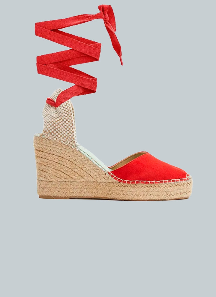 Alpargatas valencianas cuña alta en color rojo | Beta