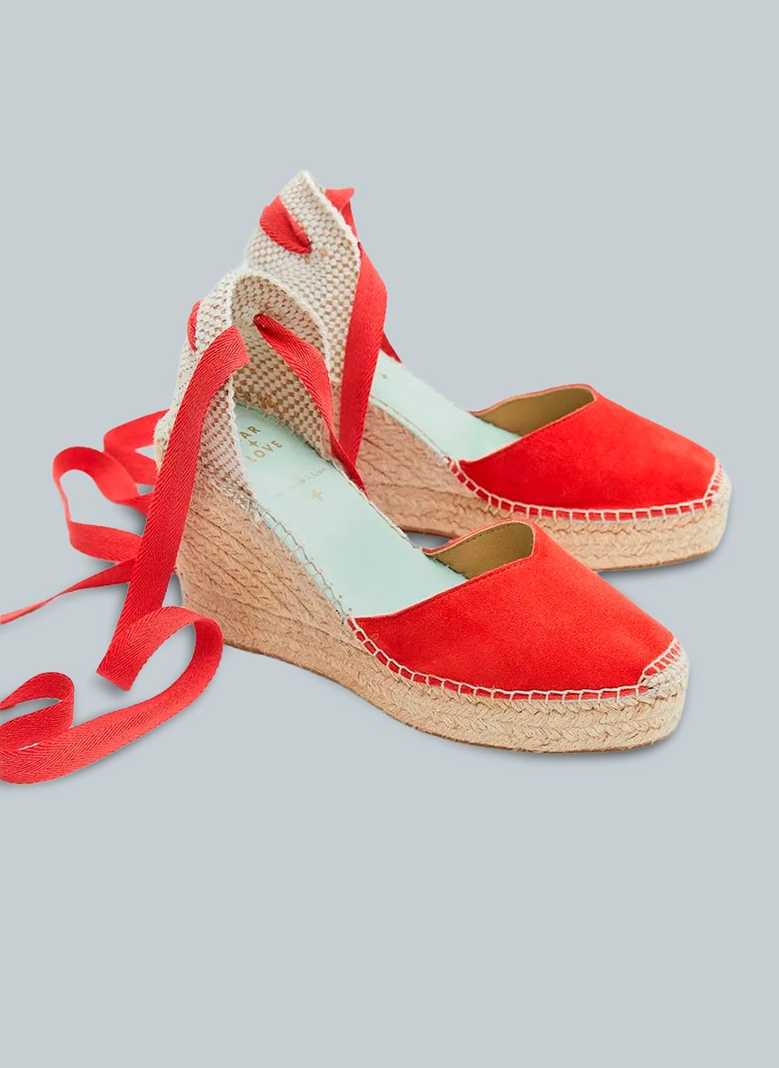 Alpargatas valencianas cuña alta en color rojo | Beta