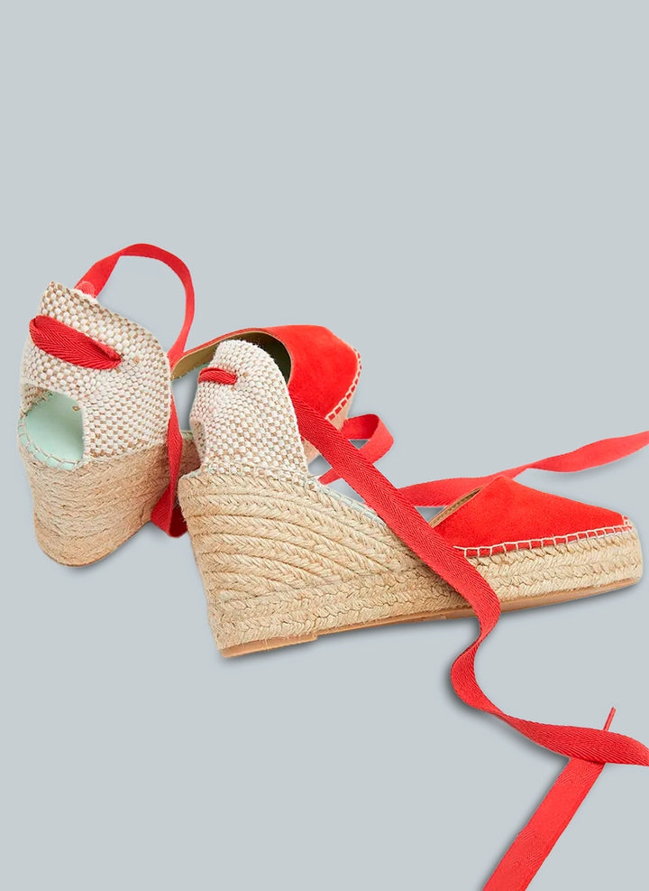 Alpargatas valencianas cuña alta en color rojo | Beta