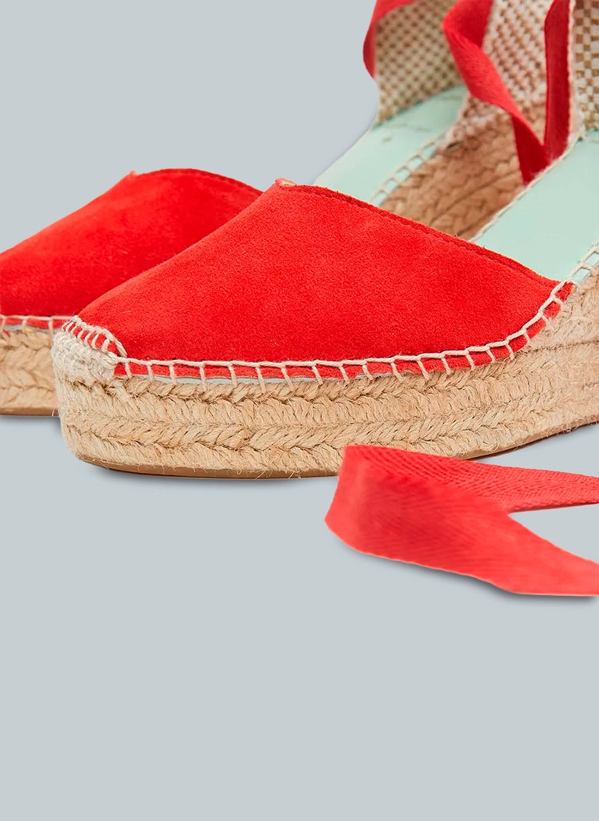 Alpargatas valencianas cuña alta en color rojo | Beta