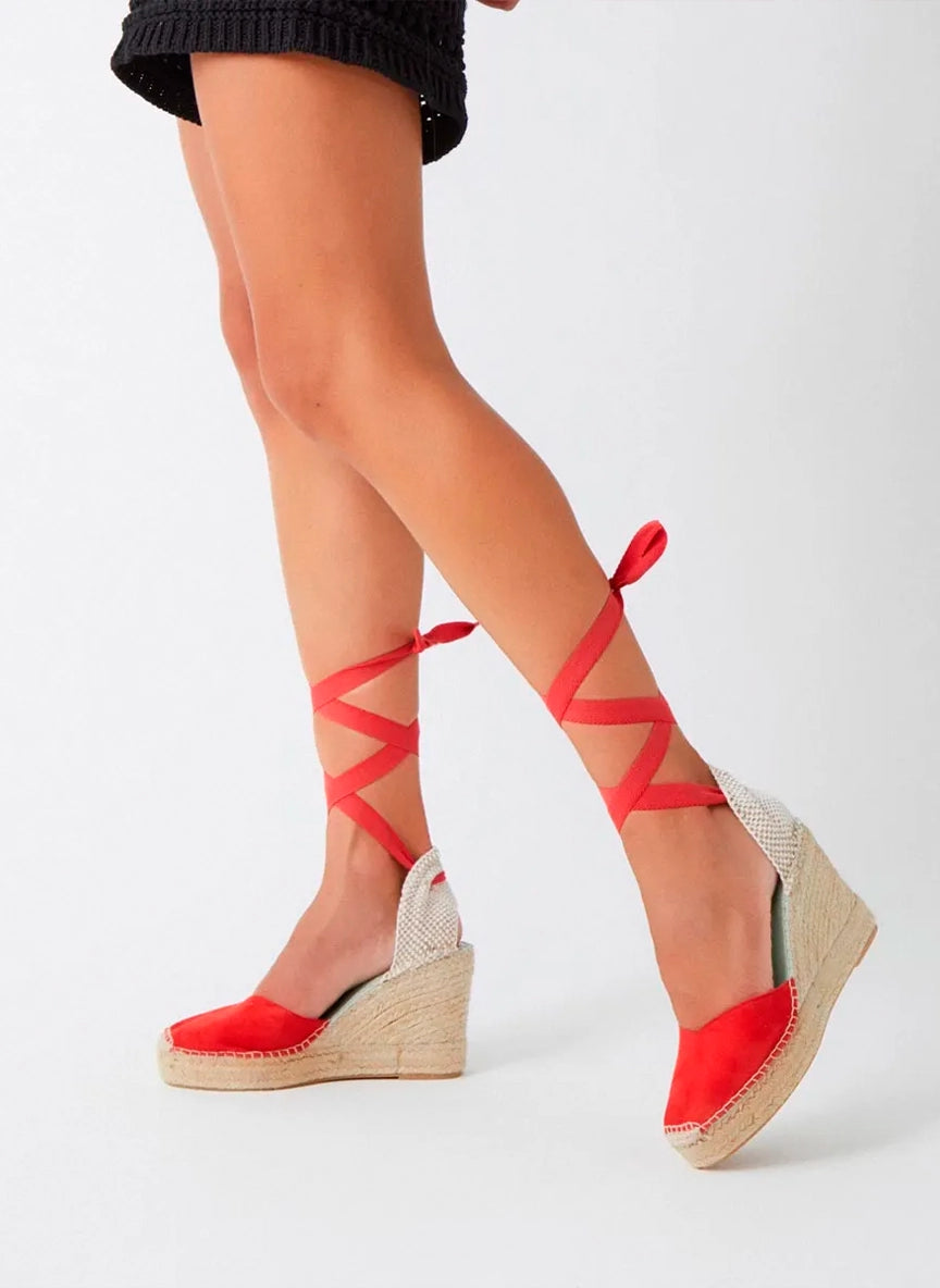 Alpargatas valencianas cuña alta en color rojo | Beta
