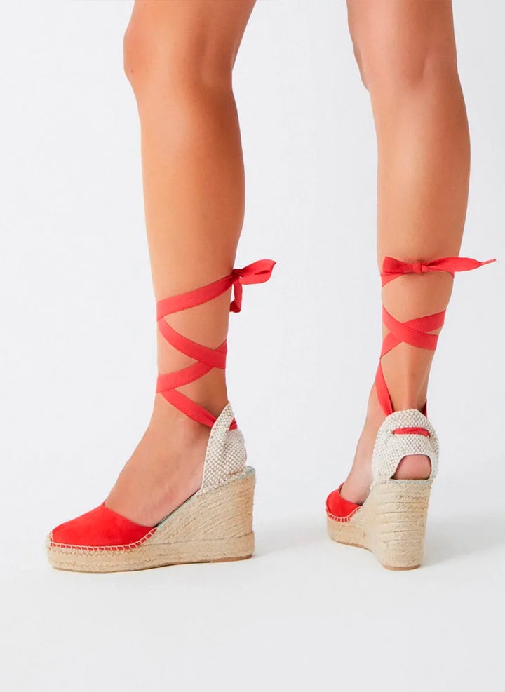 Alpargatas valencianas cuña alta en color rojo | Beta