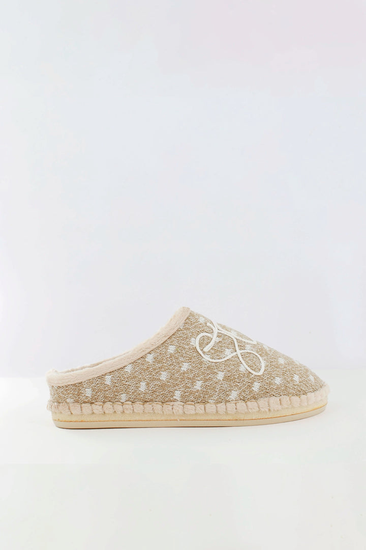 Zapatilla de casa de tejido suave beige | Carina 4