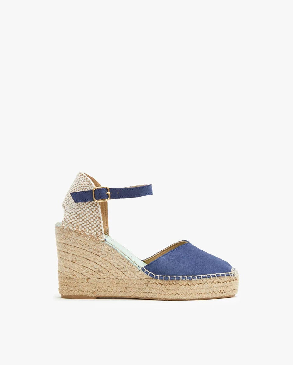 Alpargatas con hebilla cuña alta color azul báltico | Carinae