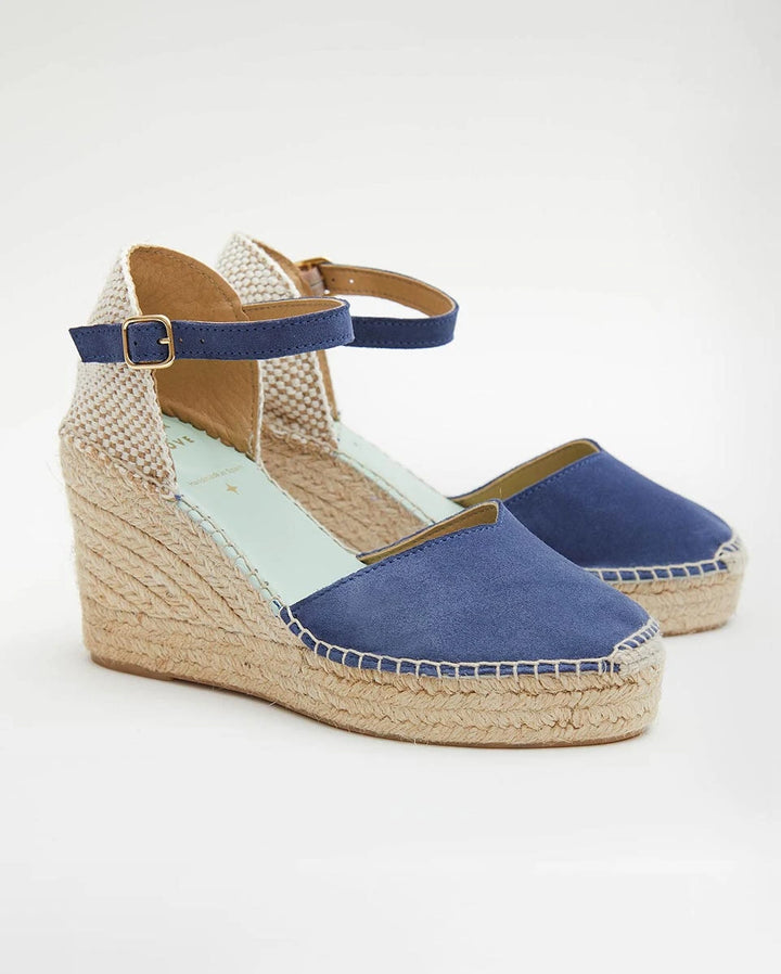 Alpargatas con hebilla cuña alta color azul báltico | Carinae