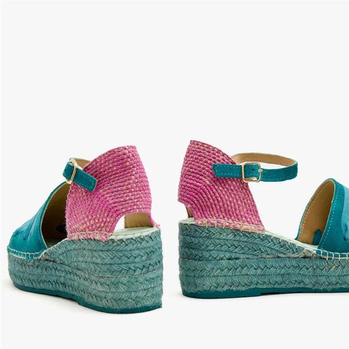 Alpargatas verde botella y fucsia con pulsera | Casiopea 110