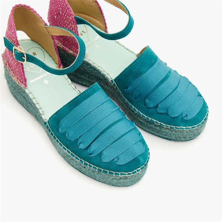 Alpargatas verde botella y fucsia con pulsera | Casiopea 110