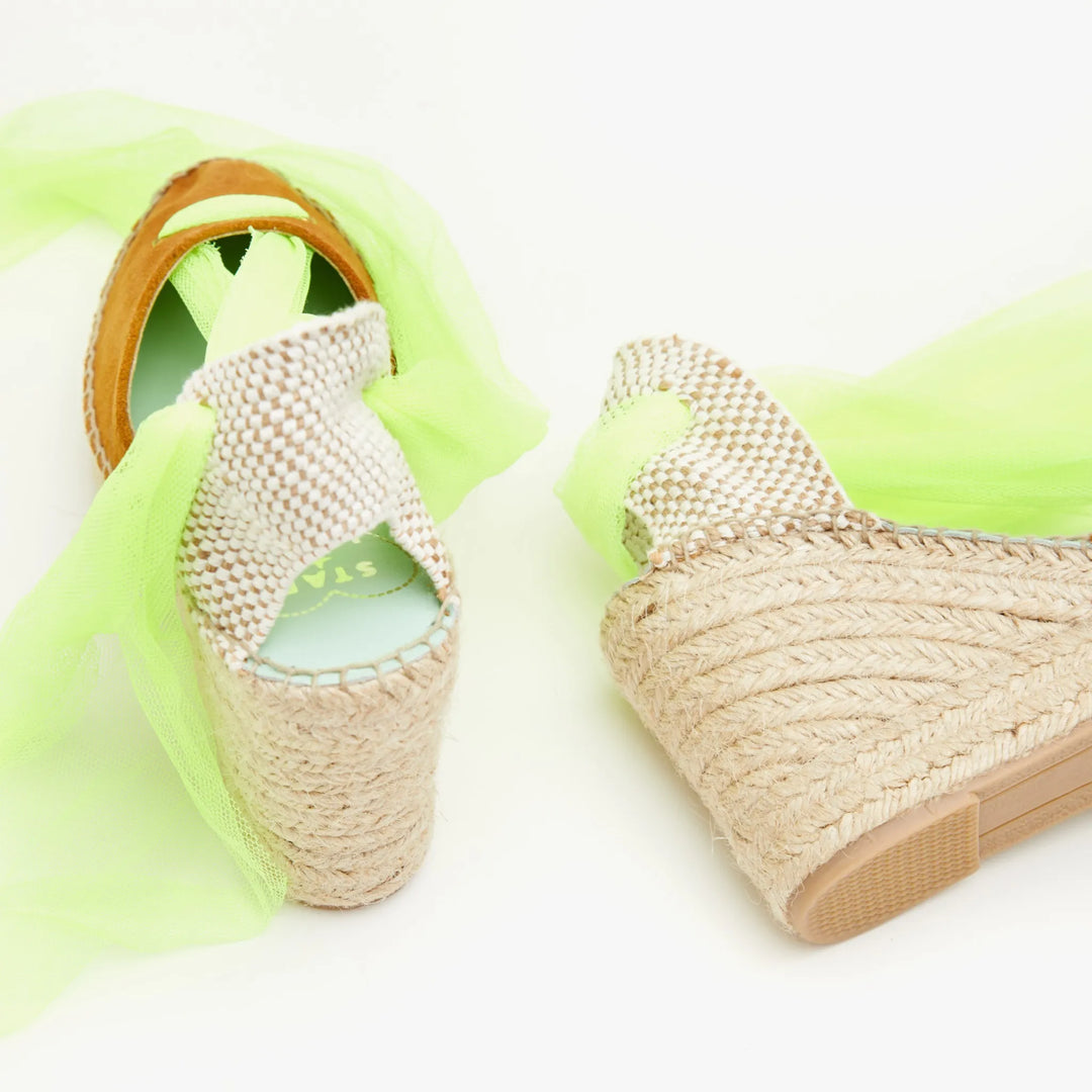 Alpargatas marrón canela y amarillo fluor | Celine 121