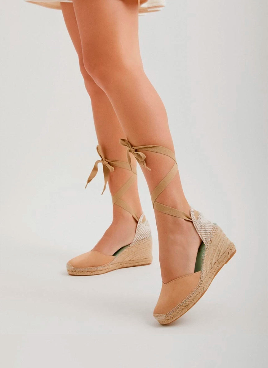 Alpargatas mujer color arena con cinta intercambiable | Columba
