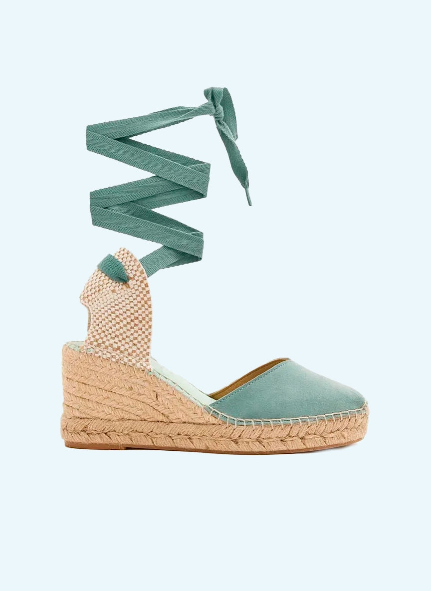 Alpargatas cuña media en color Malibú con cinta intercambiable | Columba
