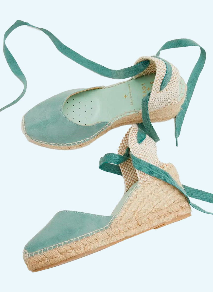 Alpargatas cuña media en color Malibú con cinta intercambiable | Columba
