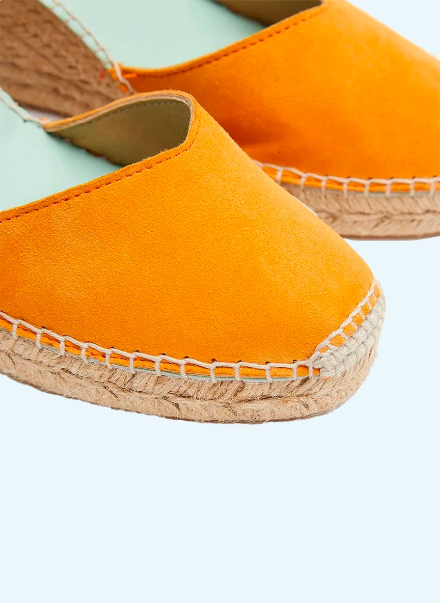 Alpargatas cuña media color níspero con cinta intercambiables | Columba