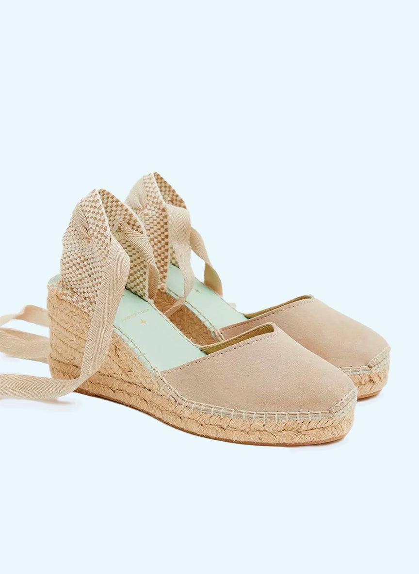 Alpargatas cuña media color piedra con cinta intercambiable | Columba