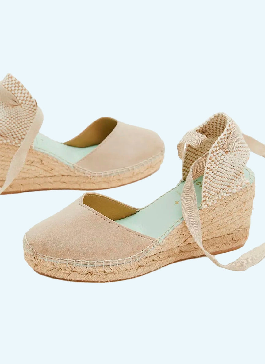 Alpargatas cuña media color piedra con cinta intercambiable | Columba