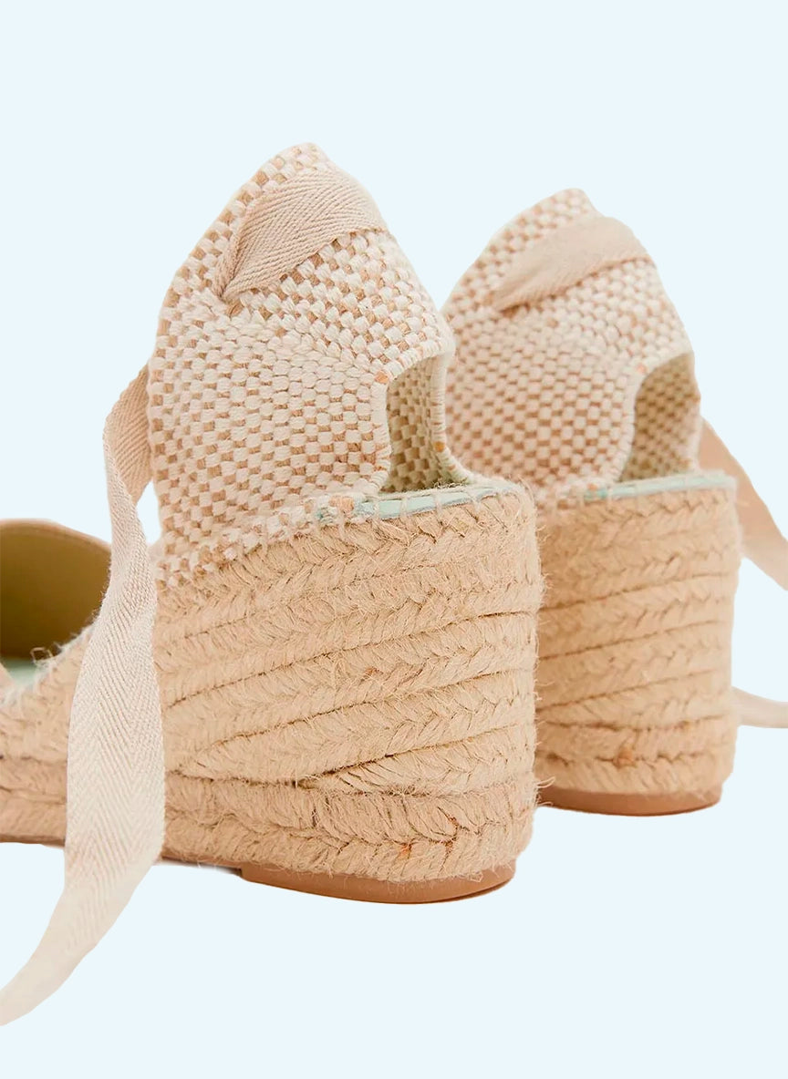 Alpargatas cuña media color piedra con cinta intercambiable | Columba