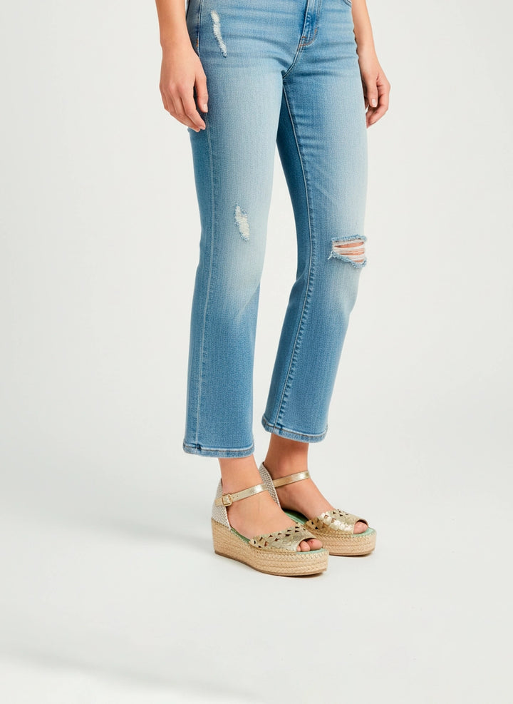 Alpargatas doradas cuña media con diseño corazones | Dalim 10