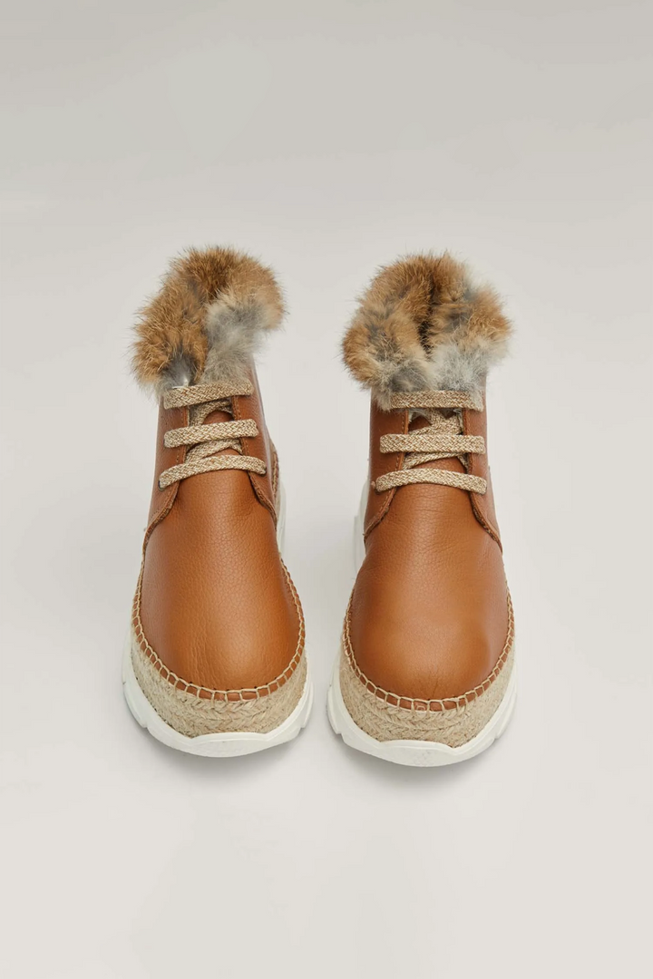 Botines marrones mujer de cuero con pelo | Draco 16