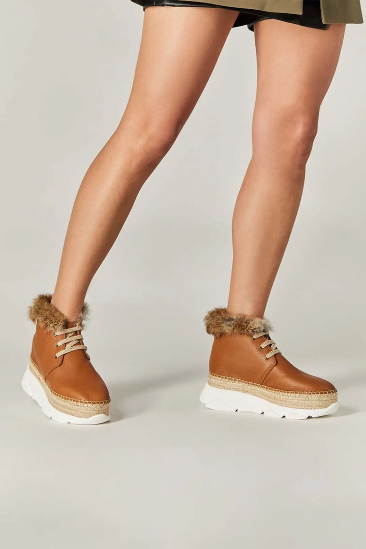 Botines marrones mujer de cuero con pelo | Draco 16