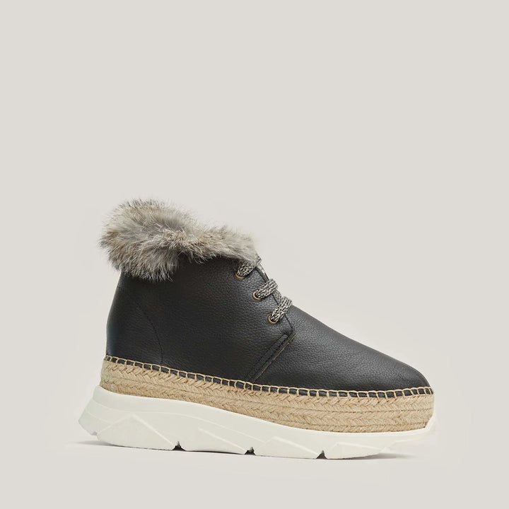 Botines en piel negra con pelo y suela innovadora | Draco 16