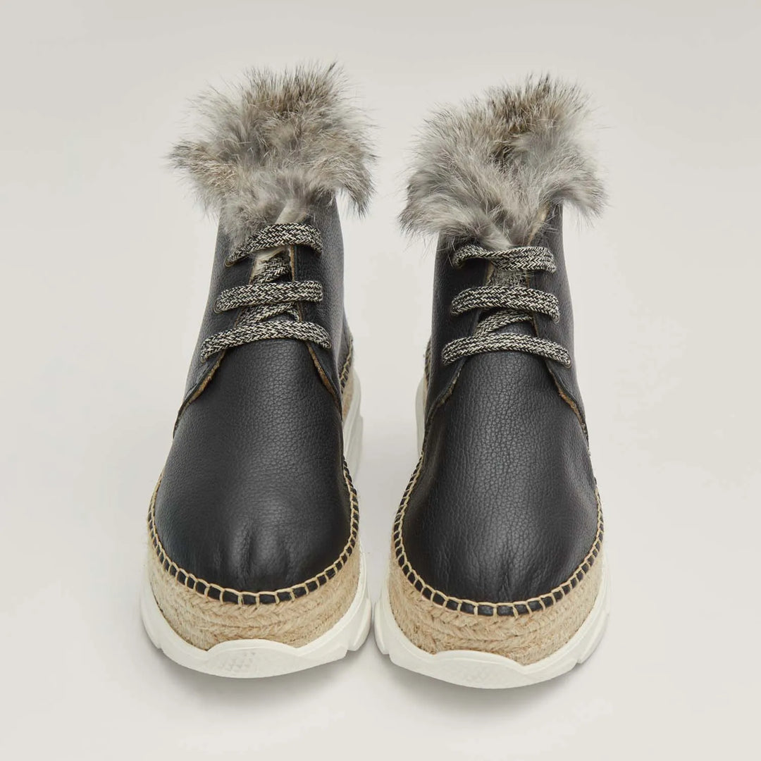 Botines en piel negra con pelo y suela innovadora | Draco 16