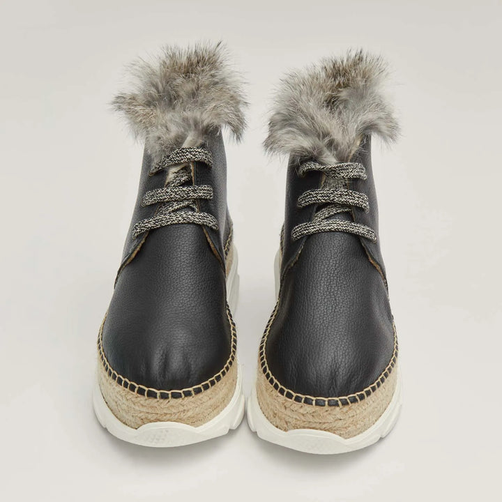 Botines en piel negra con pelo y suela innovadora | Draco 16