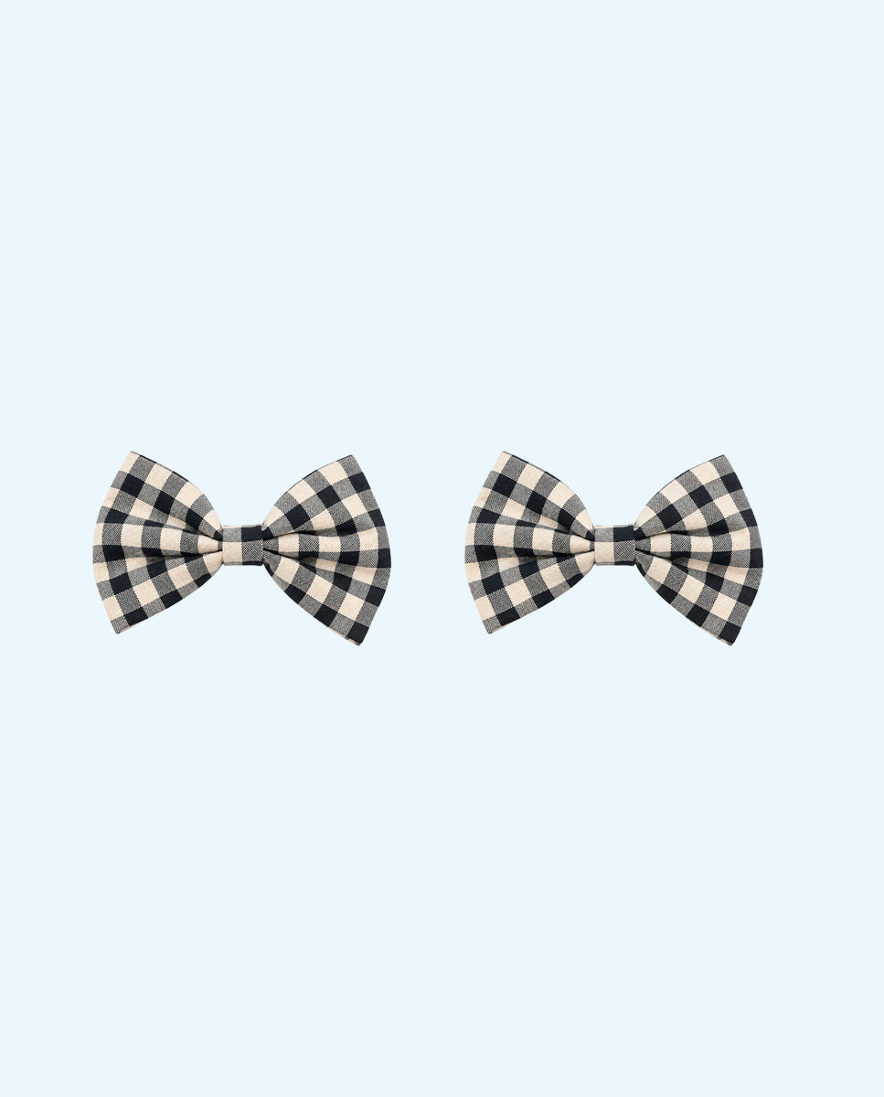 Accesorios lazo vichy negro y blanco para calzado | Lazo negro