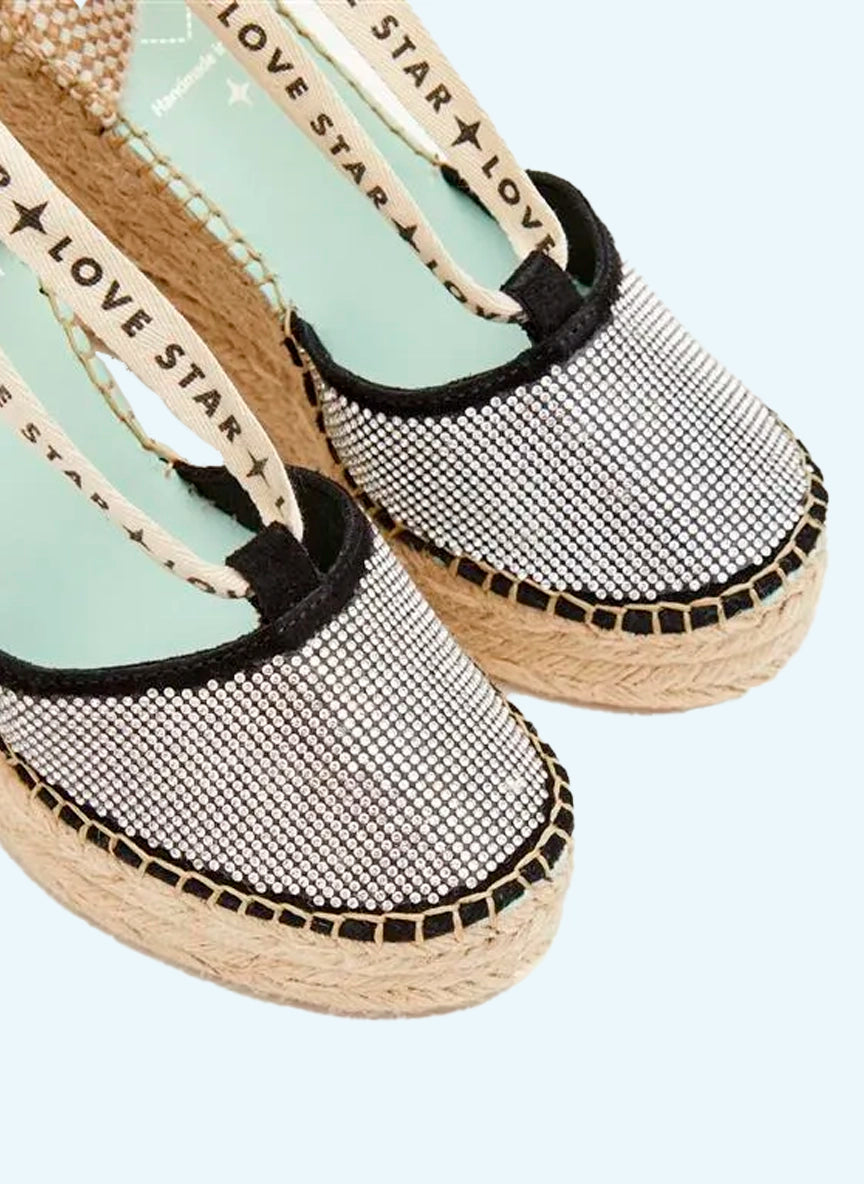 Alpargatas cuña alta con brillos | Mira 149