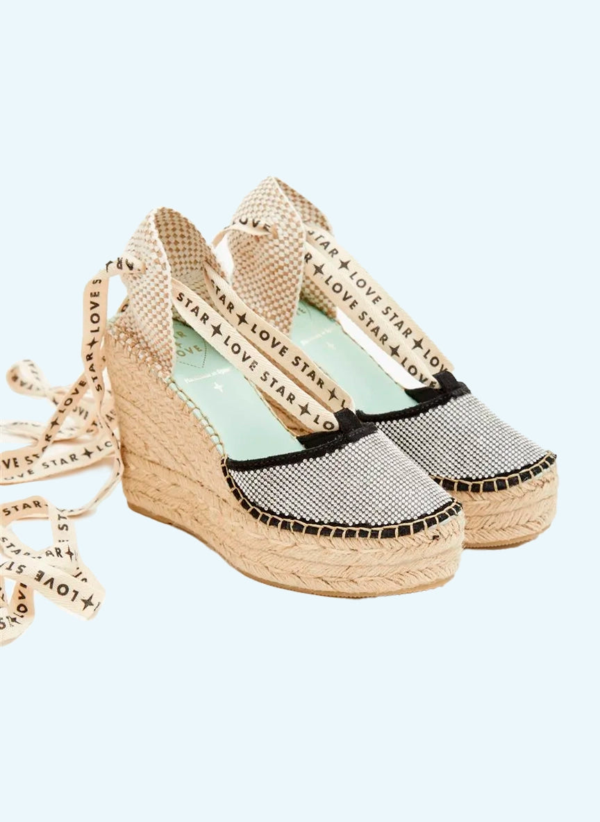 Alpargatas cuña alta con brillos | Mira 149