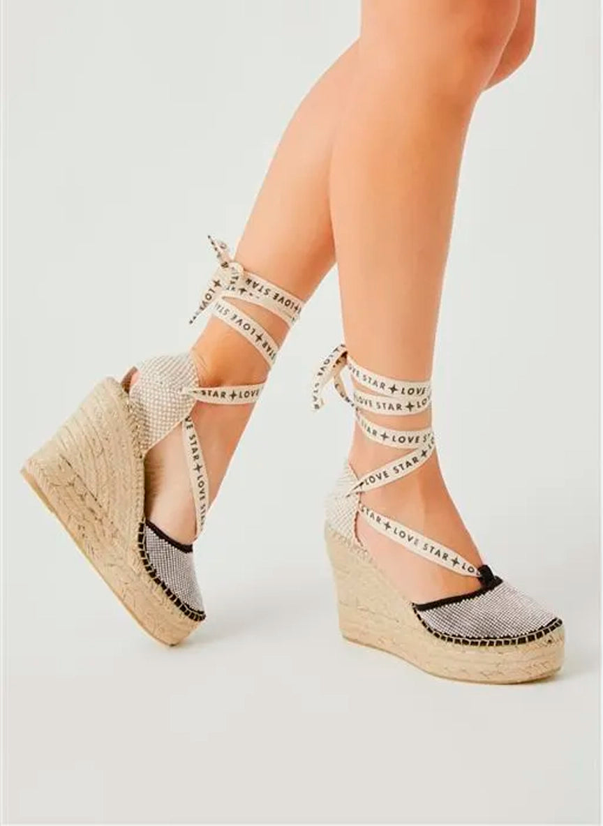 Alpargatas cuña alta con brillos | Mira 149