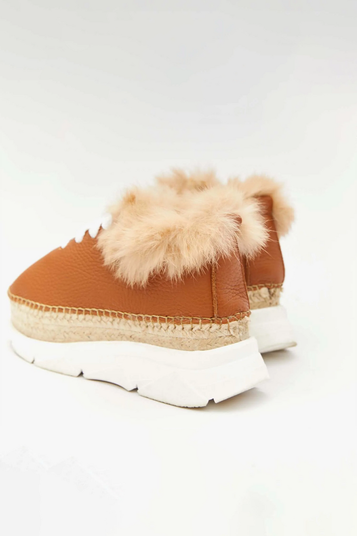 Sneakers de piel con pelo y suela yute y goma | Naos 15