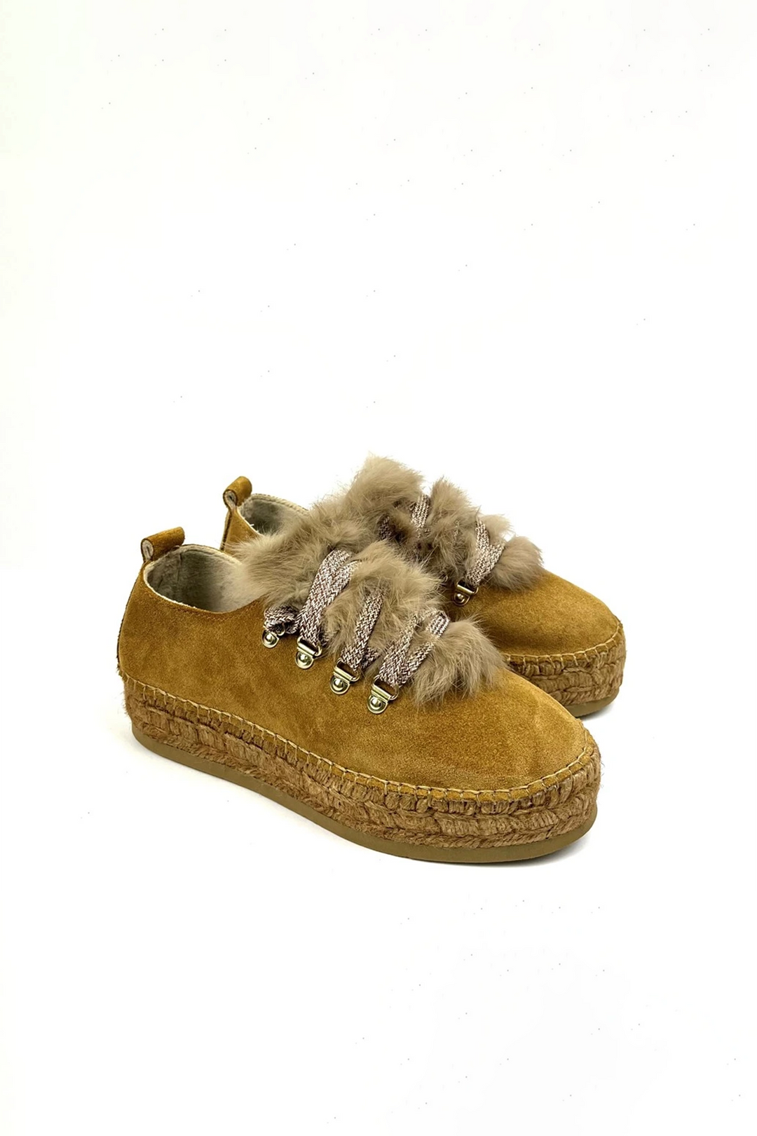 Sneakers alpargatas de serraje canela con pelo | Naos 16