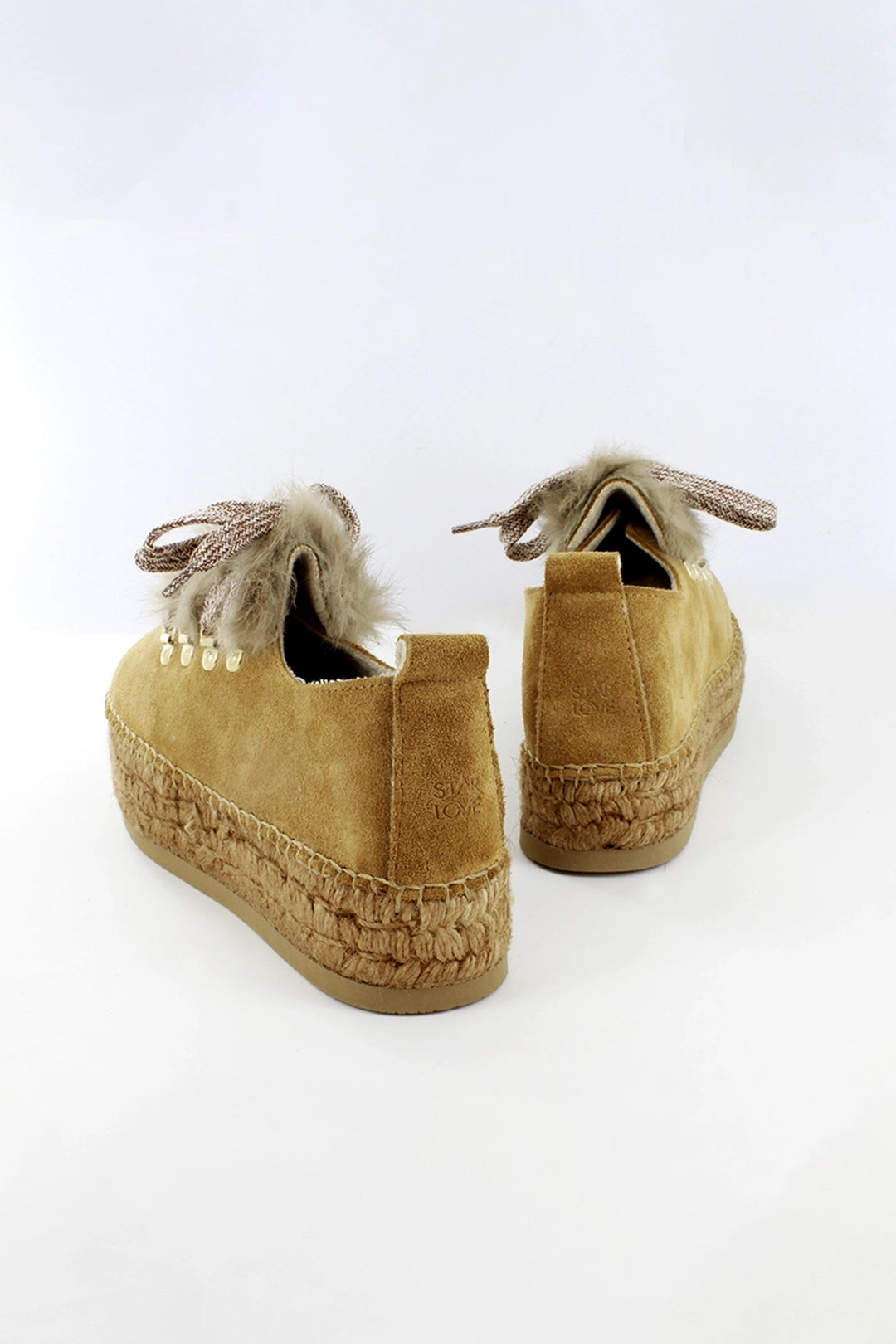 Sneakers alpargatas de serraje canela con pelo | Naos 16