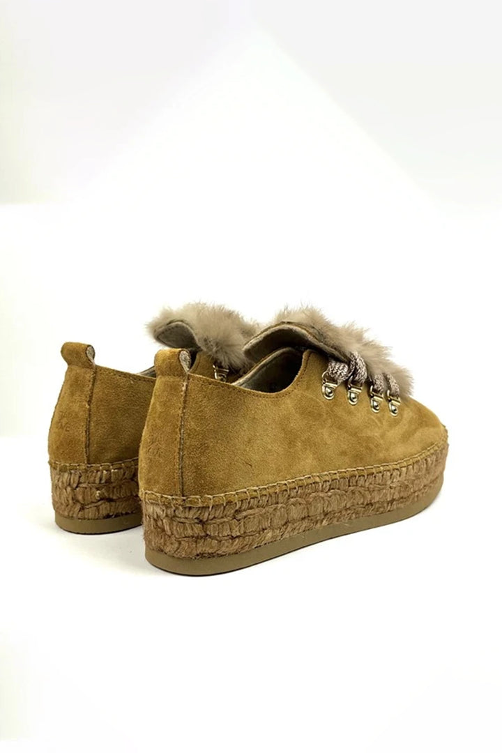Sneakers alpargatas de serraje canela con pelo | Naos 16