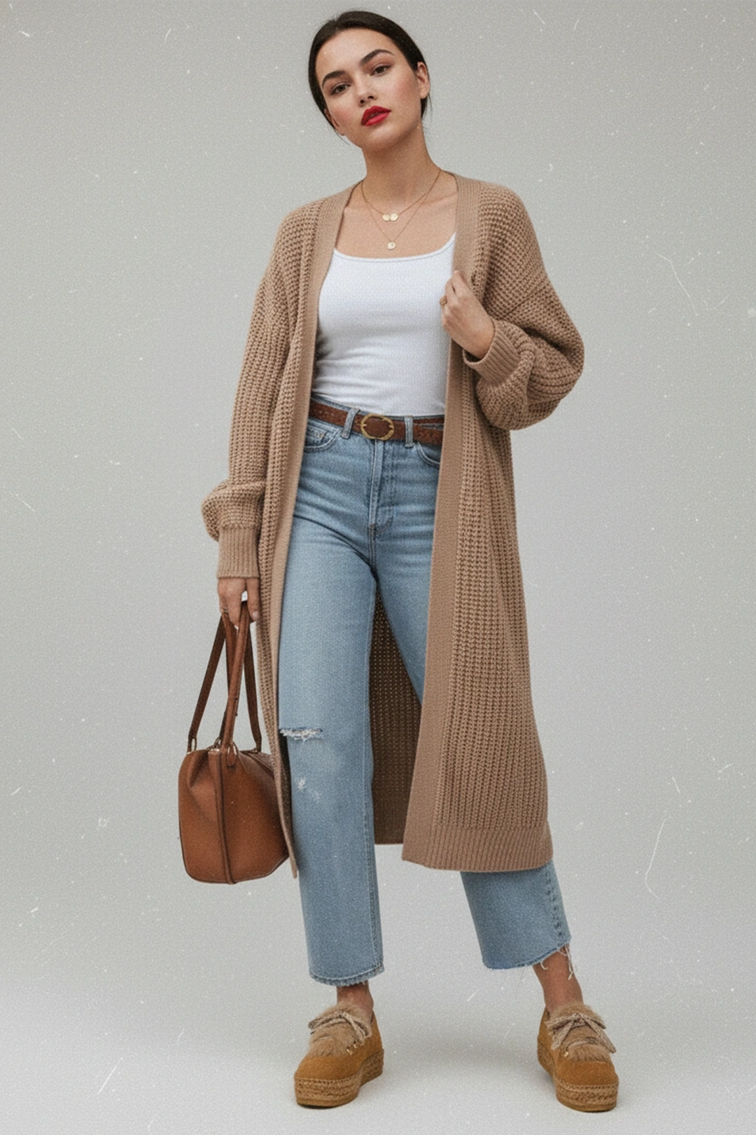 Sneakers alpargatas de serraje canela con pelo | Naos 16